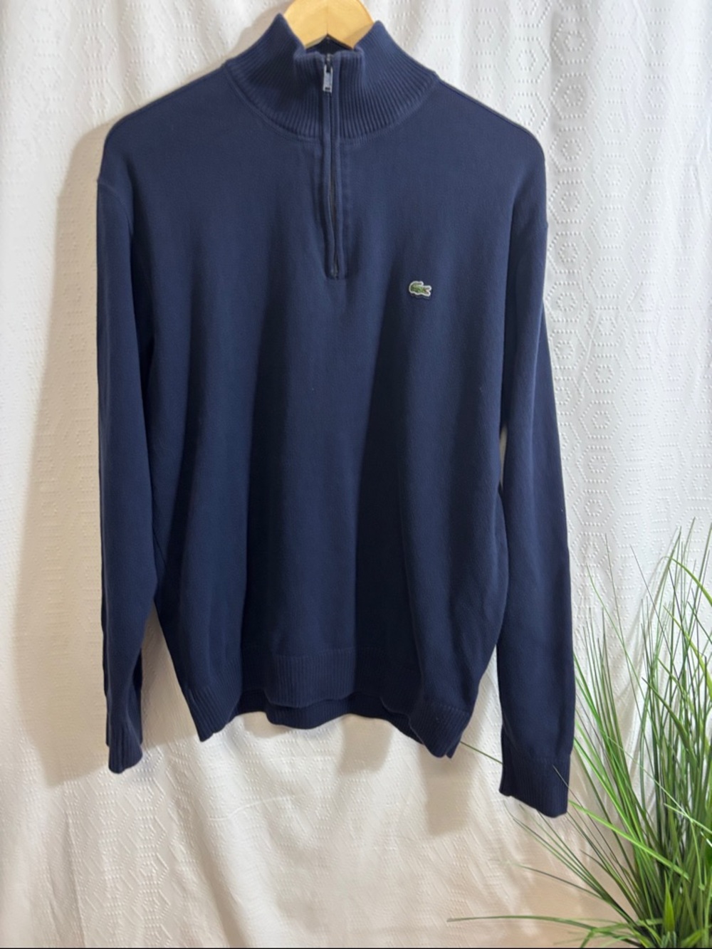 Lacoste Navy Blue 1 /4 Zip Collar Sweatshirt Men’s size XL (6)Preppy